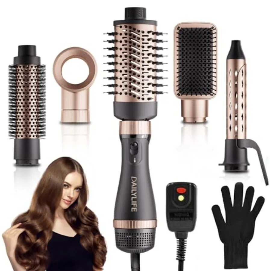 

Hair Dryer Brush Set Blow Dryer Brush with 5 Attachments Multi Hair Styler for Salon Blowouts Volumizing and Straightening Ioni