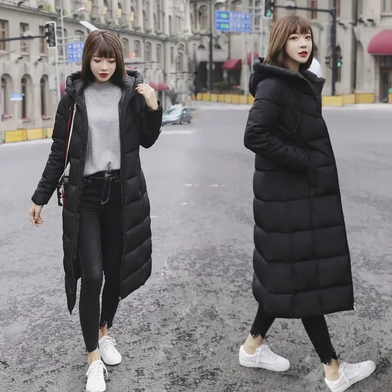 2023 Long Straight Winter Coat Women Casual Down Jackets Slim Remove Hooded Parka Oversize Fashion Outwear Plus Size 5XL WT 1 Kg