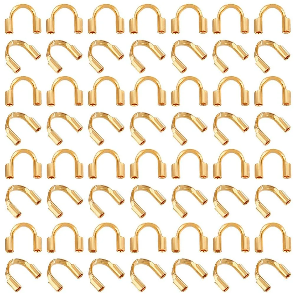 

60 шт., 18-каратное золото, защита проволоки, золотая U-образная защита кабеля, защита проволоки из нержавеющей стали 304, защита нити для комплекта сережек