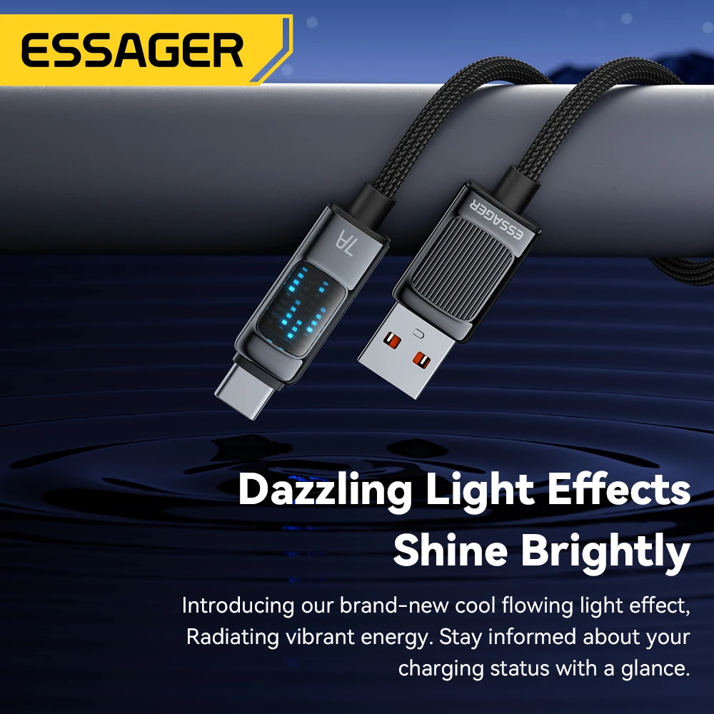 Essager 7A USB نوع C كابل آيفون 15 برو ماكس 100 واط/88 واط شحن سريع USB C كابل الحبل ل Xiaomi هواوي الشرف ممن لهم Oneplus #4