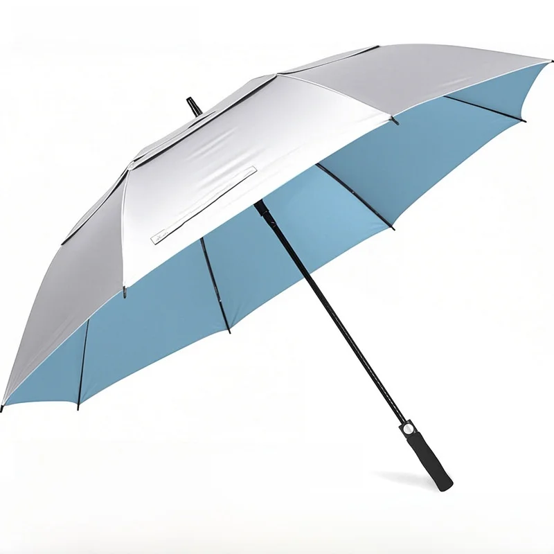 

Auatic Large Ultraviolet Sunade Rain Umbrella 80cm Titanium Silver Glue Double Layer Fiber Golf Umbrella Waterproof
