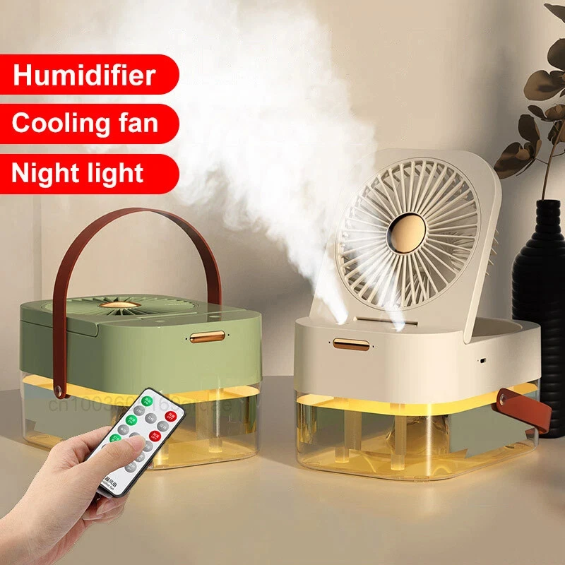 

Mini USB Charging Portable Metal Air Cooler Lower Noise Rechargeable Misting Fan Dual Spray Humidifying Humidifier Energy