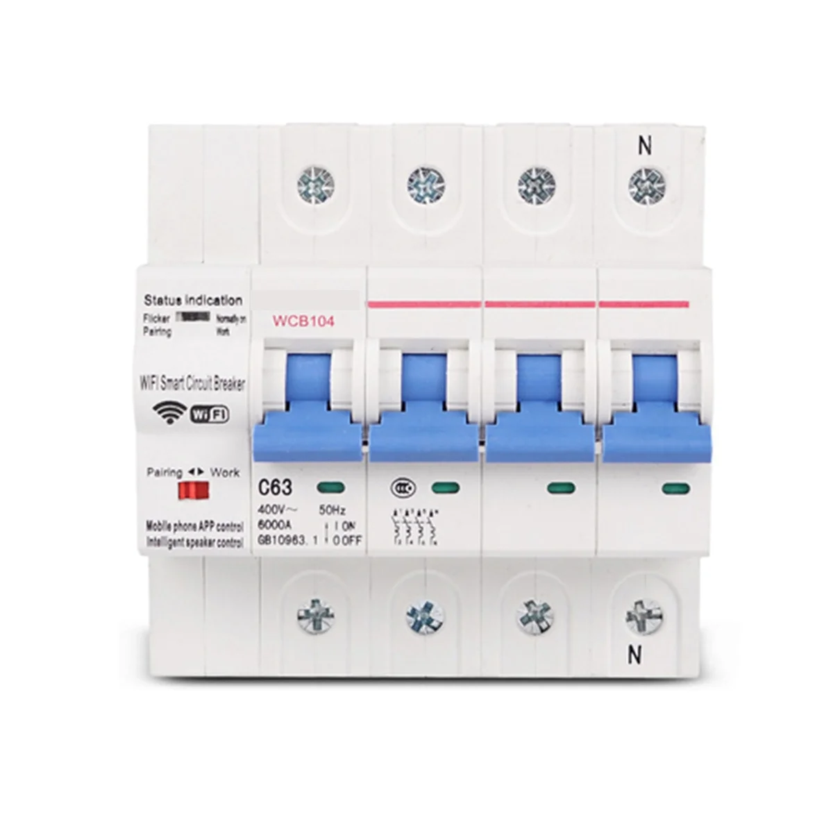 

Three Phase 4P 380V 63A Tuya Smart WiFi Circuit Breaker Industrial Remote Control MCB Timing with