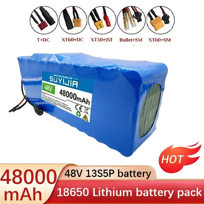

13S5P 48V 48Ah 18650 Lithium Battery Pack 48V 48000mah Suitable for electric scooters, mountain bikes 250-1000W+54.6 2A charger
