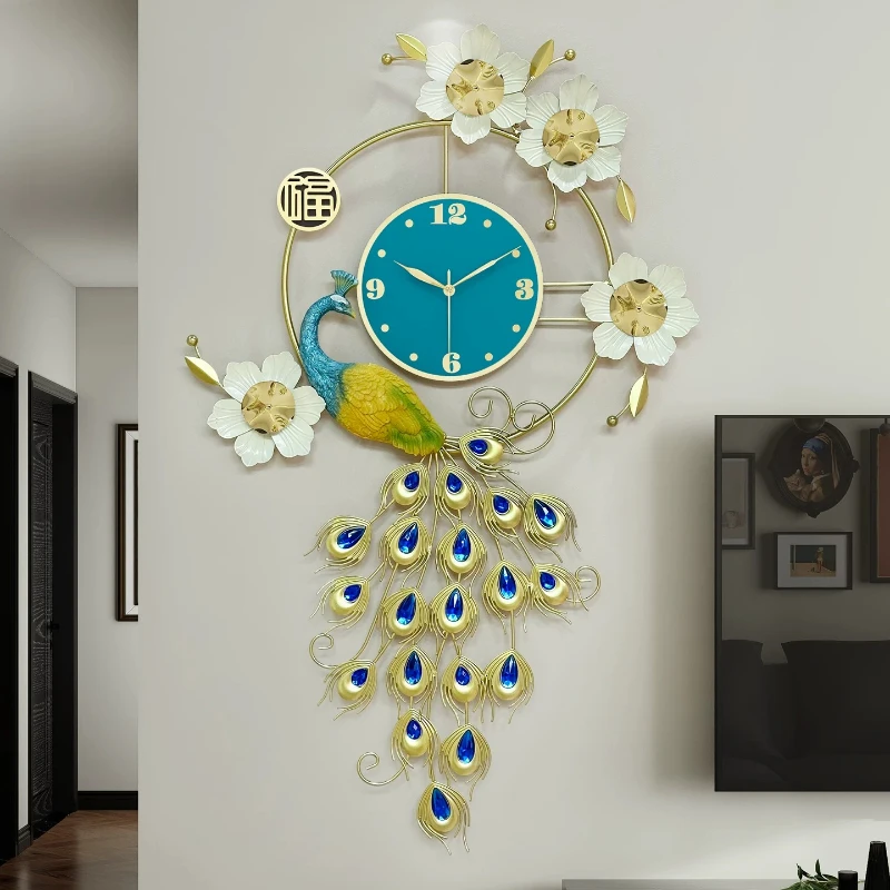 Peacock Xenomorph Wall Watch Wall Watch Fashion Vintage Living Room Clock Wall Modern Luxury Reloj De Pared Ornaments Home Decor