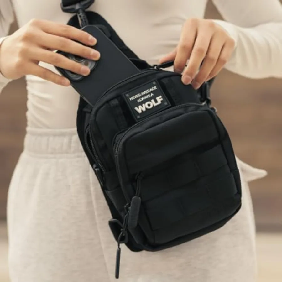 4L Mini Tactical Sling Bag Alpha Black Compact Crossbody Backpack for Gym Travel and EDC Tactical Shoulder Bag with Multiple Po