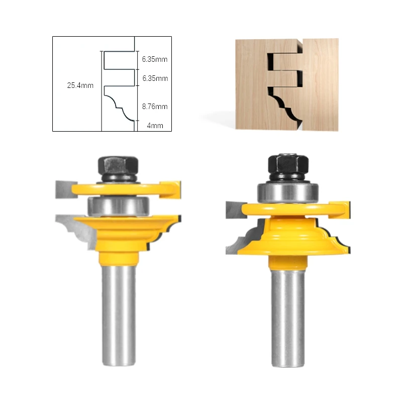 YUSUN 8MM 12MM 12.7MM Shank Stile＆Rail Assembles-Classical  Router Bit Woodworking Milling Cutter For Wood
