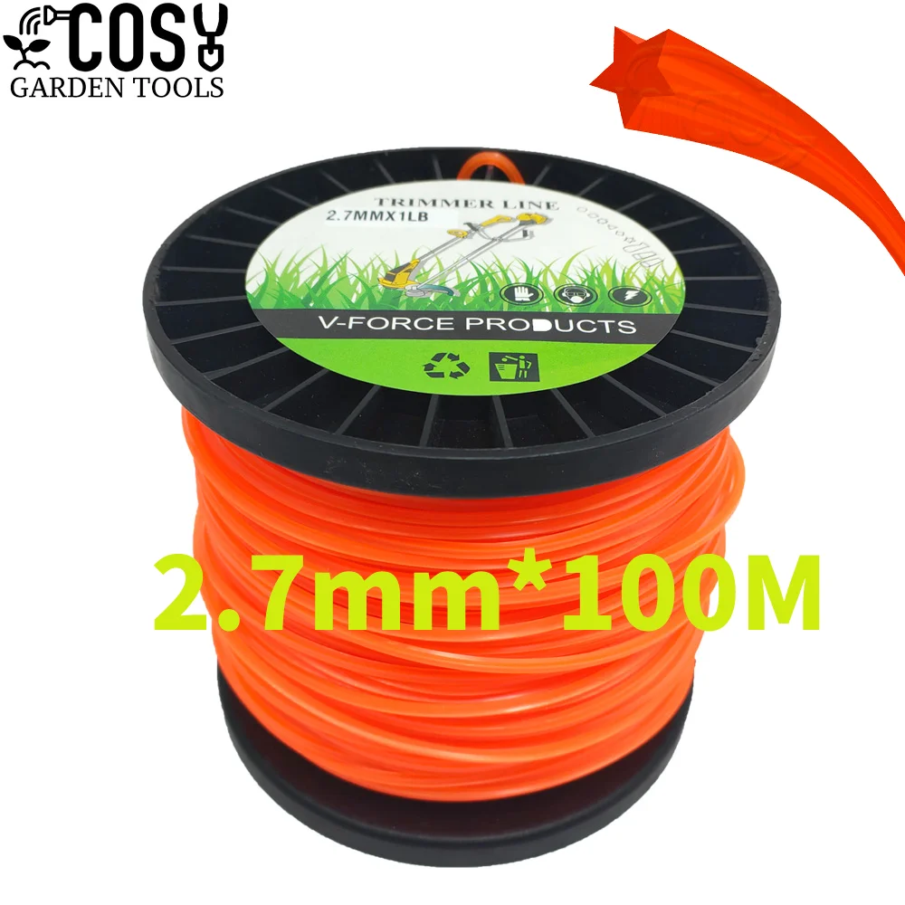 2.7mmX100m 2.4mmX130m 3mmX86m 4mmX46m 3.3mmX70m Trimmer Line Nylon Rope Tools Grass Rope Line Lawn Mower Accessories