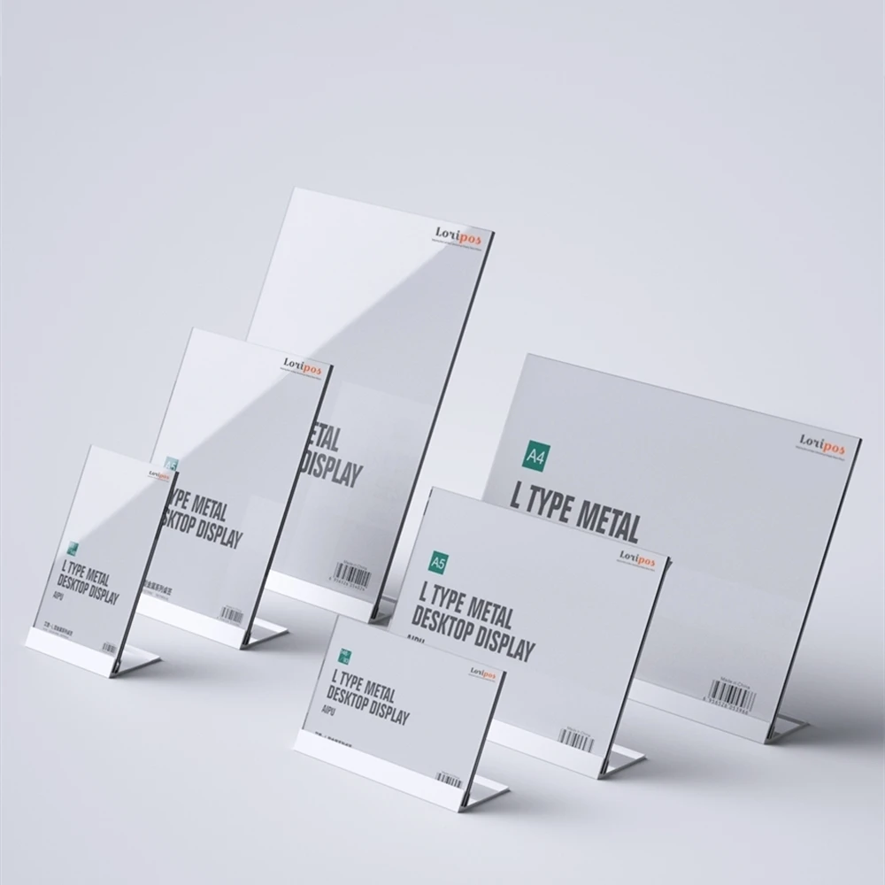

Aluminum Alloy Transparent L-shaped Sign Alipay Two-dimensional Code Payment Table Card Display Stand