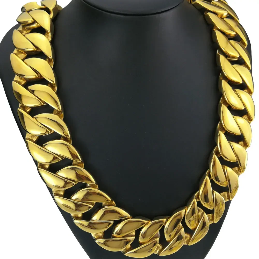 316L Stainless Steel All Polished 31mm Width Very Heavy Long Chain 60-90cm Necklace Jewelry N39 A