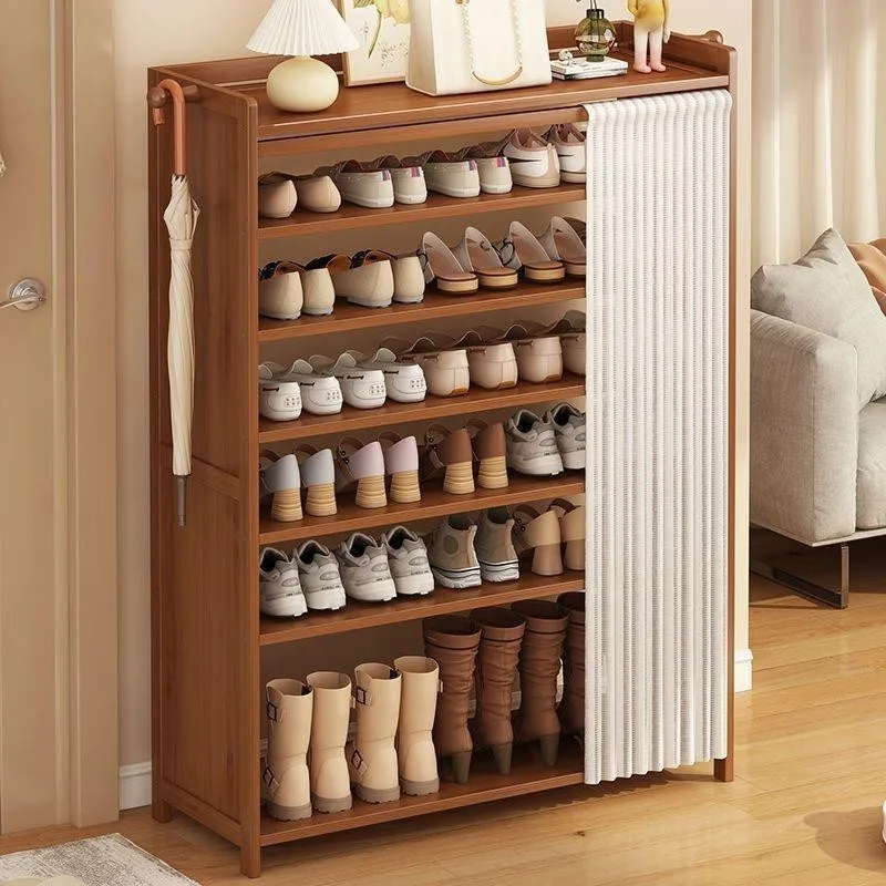 Household Multi-layer Shoe Rack, Integrated Cabinet At The Door, Corridor Cloth Curtain, Dust-proof Shelf Storage, Economical Fi