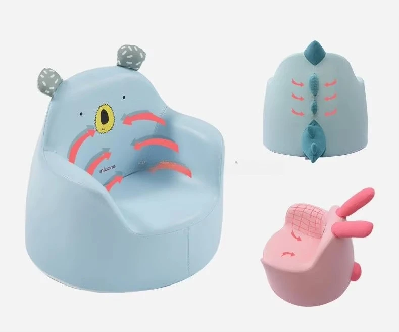 Kids Sofa Chair Small 1-3 Years Old Children's Wooden Armchair With Cartoon Animal Frame & PVC Leather For Living Room & Dining