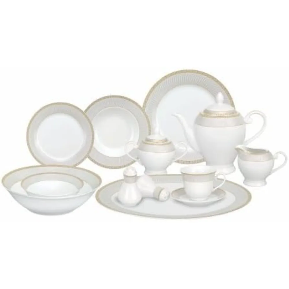 

Alina-GD Набор фарфоровой посуды из 57 предметов для 8 домашних тенденций Lorren