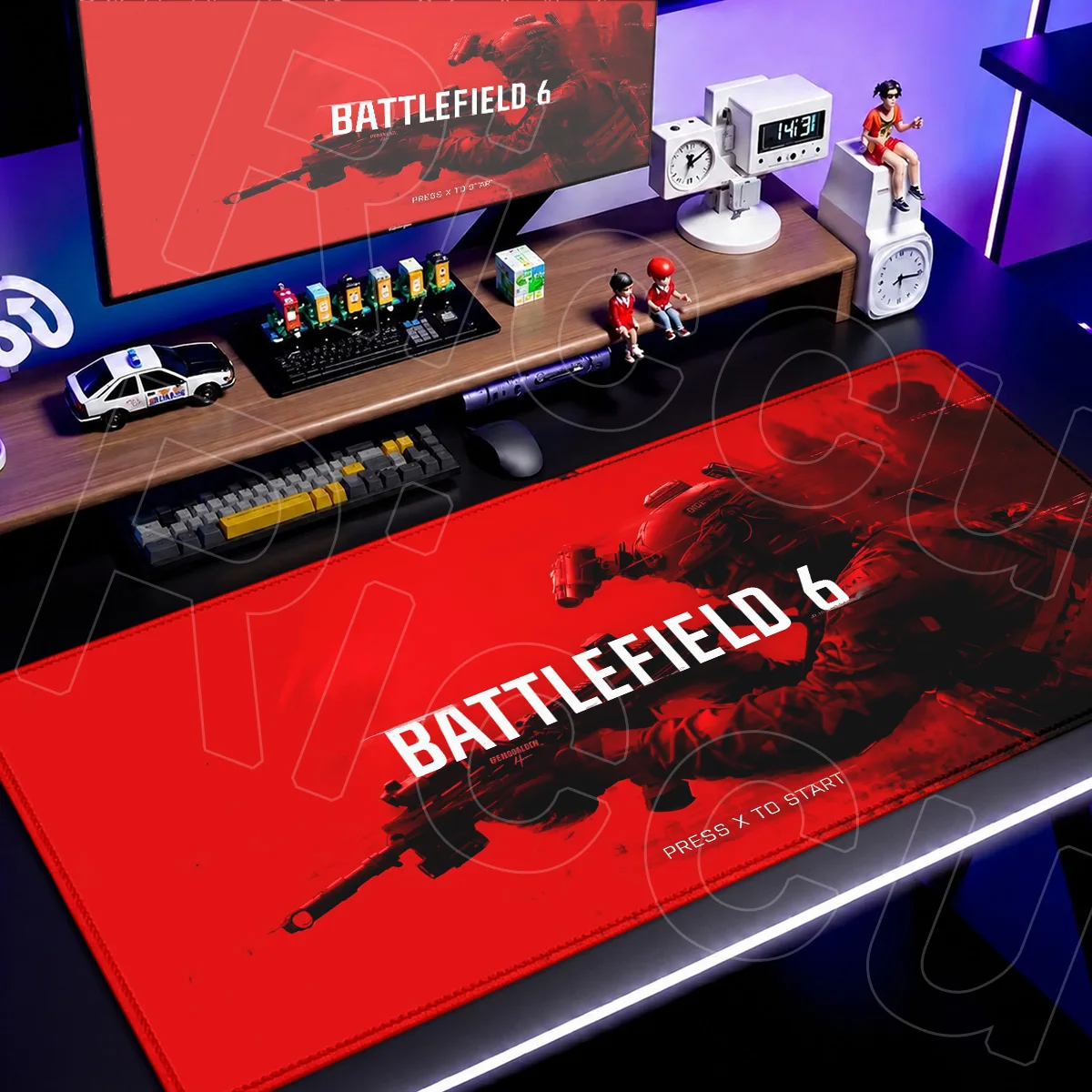 B-Battlefield 6 E-sports Gamer Extended Table Carpet XXL Office Decoration MousePad 90x40cm HD Printing Rubber Shooting Game Mat