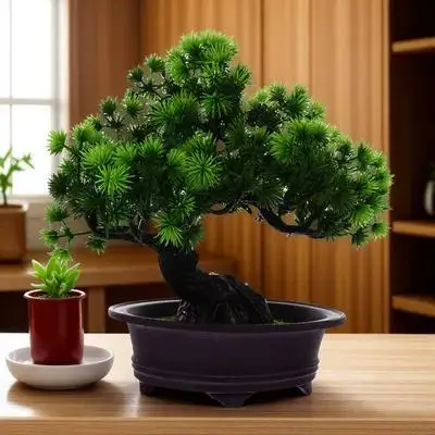 

Simulation Welcome Pine Bonsai Artificial Potted Plant Realistic Home Office Decor Indoor Faux Tree For Hotel Restaurant Villa