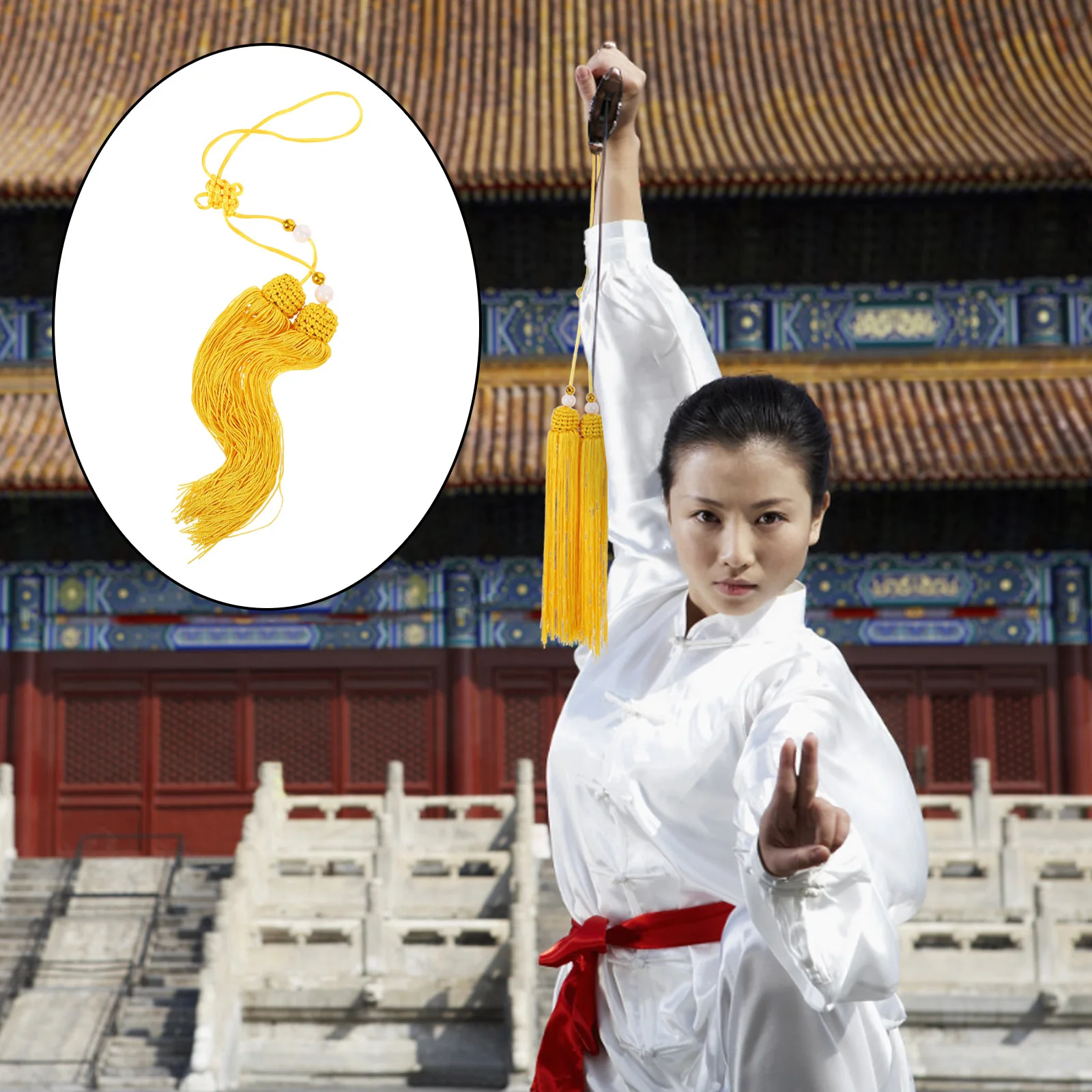 

Chinese Sword Tassel Hanging Tail Decor Bright Color Tai Chi Martial Arts Sword Tassel Pendant Secure Durable Design