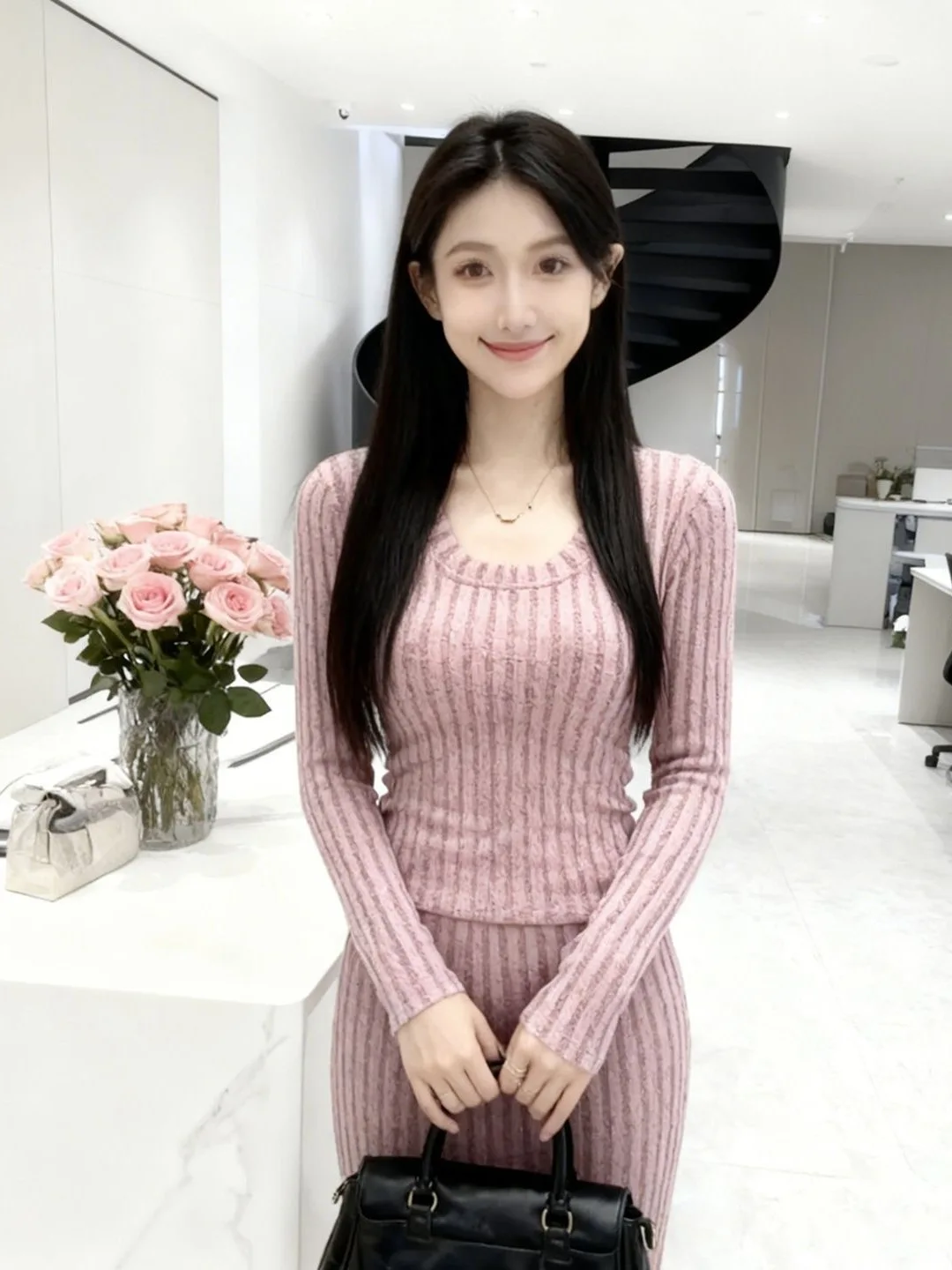 

Korean Style Slim Fit U-Neck Knitted Sweater Women's Inner Wear Fashion Anti-Aging Winter New Arrival Polyester Fiber