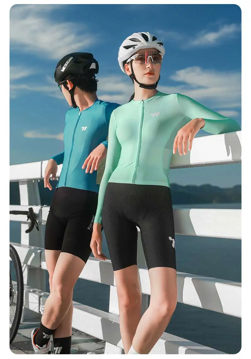 WEST BIKING Radtrikot Langarm Herren Damen Atmungsaktiv Schnelltrocknend Fahrradshirt MTB Rennrad Kleidung Sommer Reflektierendes Oberteil – Detail 11