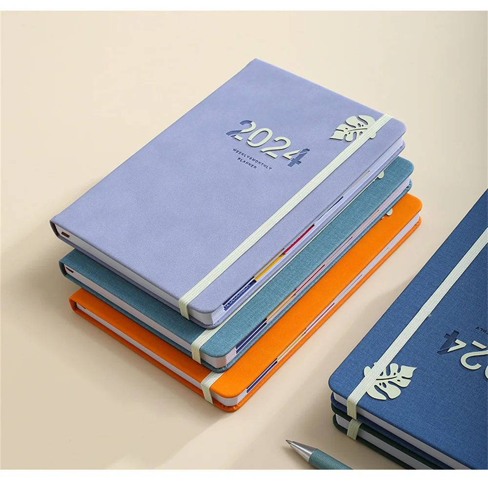 2025 A5 Solid Pu Portable Agenda Book English Calendar Book Notepads Creative Daily Planner Reminder Desktop Date Calendar