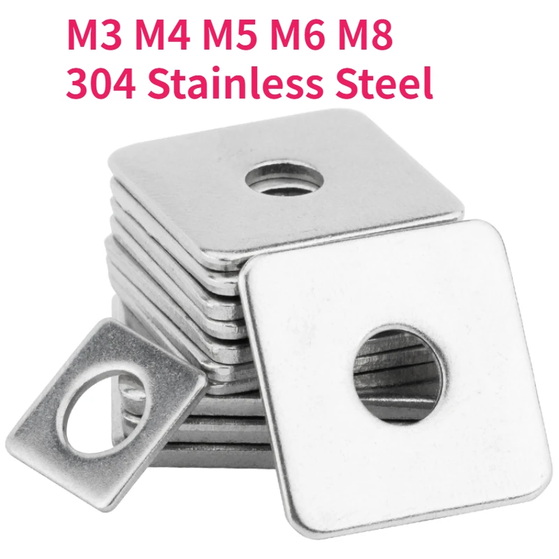 M3 M4 M5 M6 M8 304 Stainless Steel Flat Washer Thicken Square Gasket Curtain Wall Shim Metal Ring