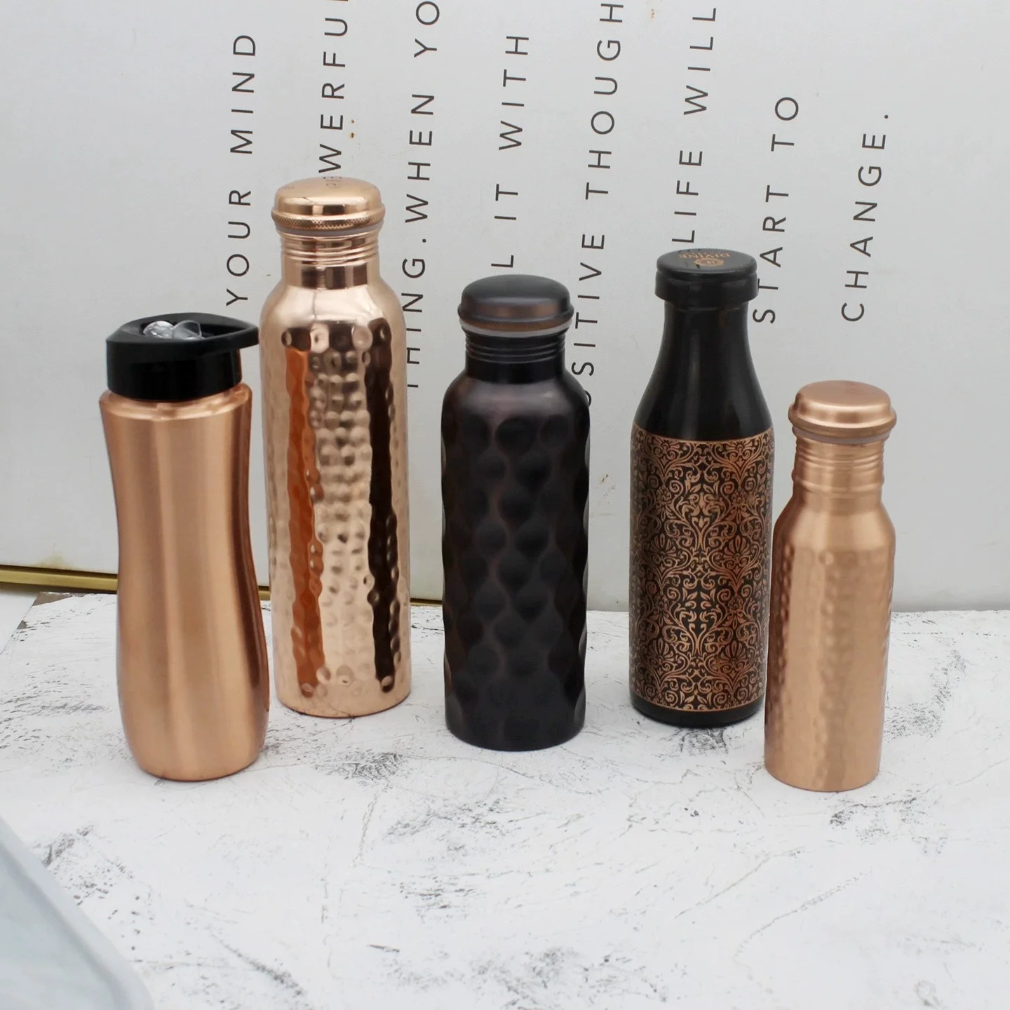 Handmade Pure Copper Water Bottle – Indian Ayurvedic Drinking Vessel for Yoga, Sports & Outdoor, Leak-Proof 34oz