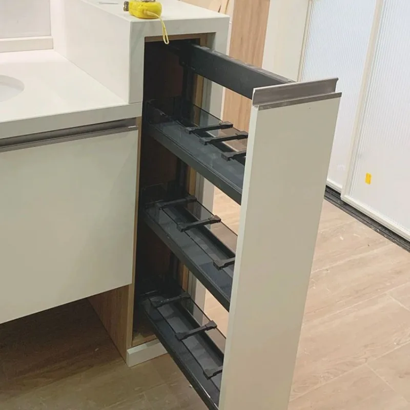 Half-wall basket dry and wet separation side-mounted narrow cabinet, small basket rack