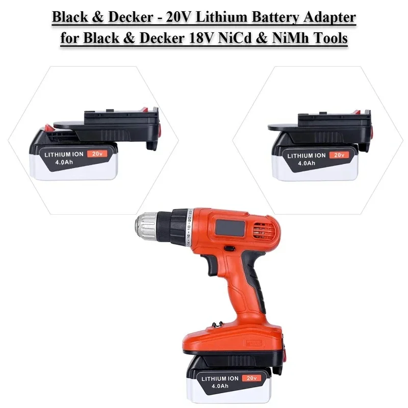 Para Black Decker/Stanley/Porter Cable 20V Max batería de litio para Black Decker 18V Ni Hpa1820 20V adaptador convertidor de batería