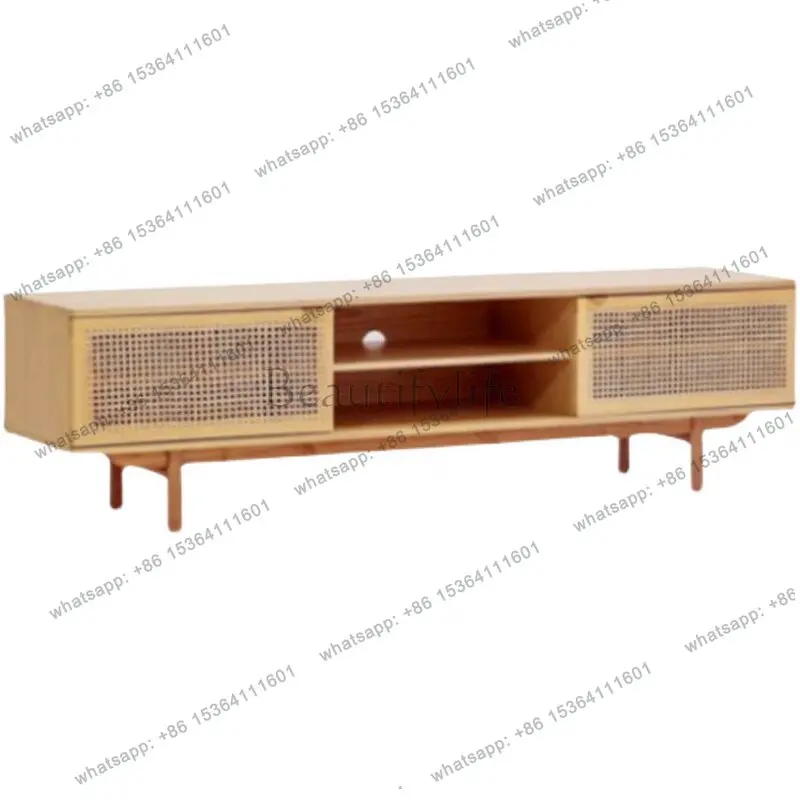 

Nordic solid wood retro rattan TV cabinet B & B Japanese simple locker