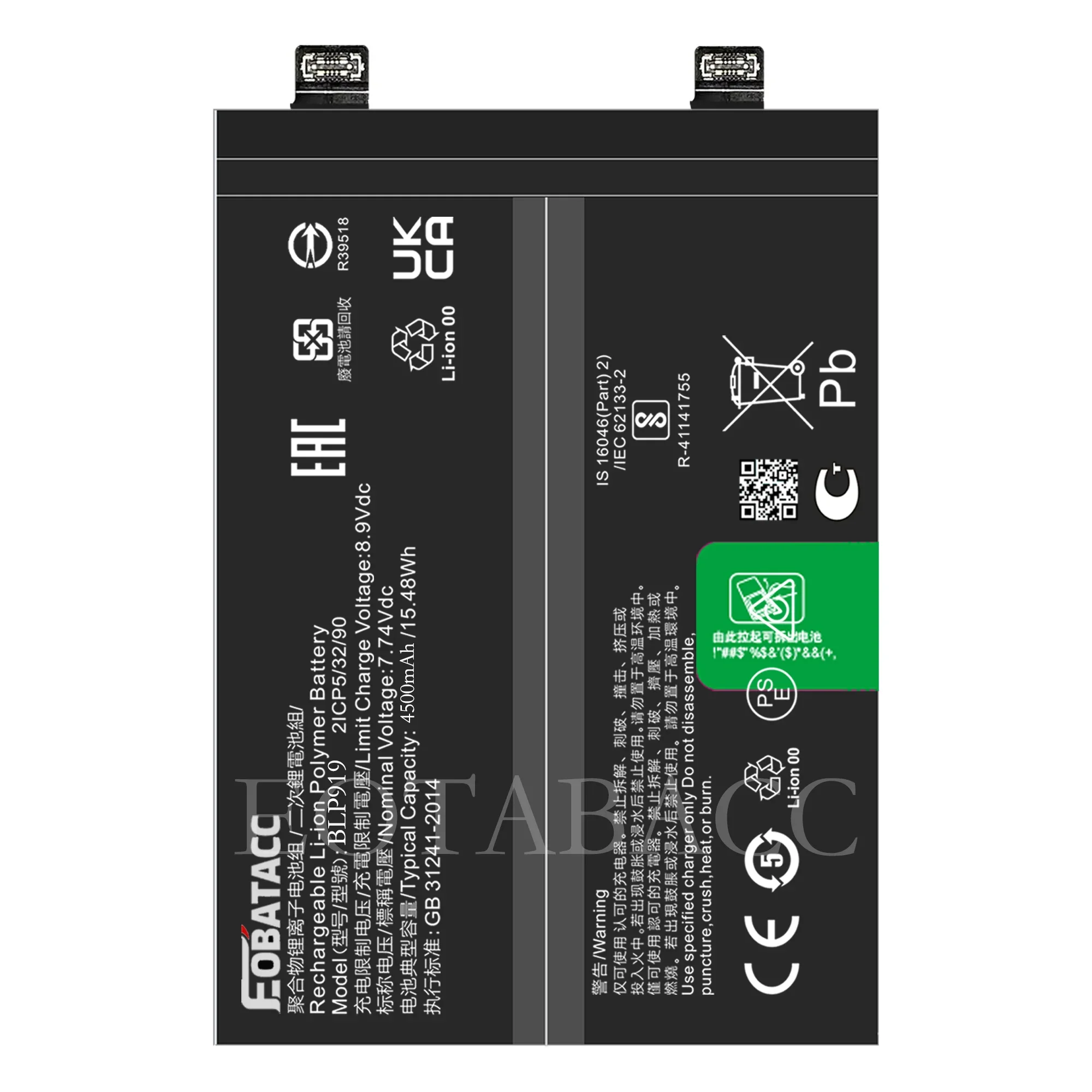 EOTABACC-BLP919 Bateria para OPPO Realme GT Neo 3, 150W-4500mAh, ferramentas, 100% novo, original