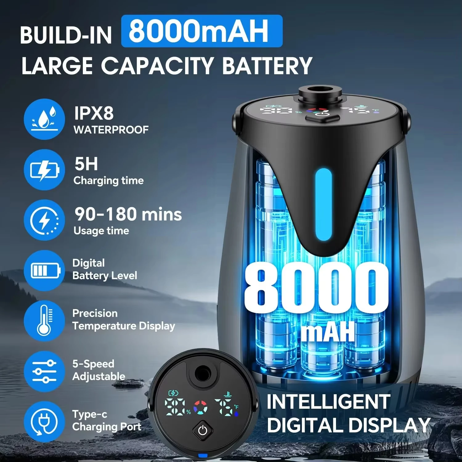 Tragbare Campingdusche 8000mAh – Outdoor Camping Outfit Bewertung und Preis