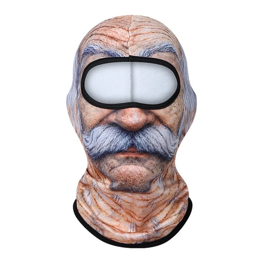 3D Face Print Old Man Balaclava Face Mask Realistic Windproof Funny Ski Mask Full Coverage Elastic Winter Mask Cover