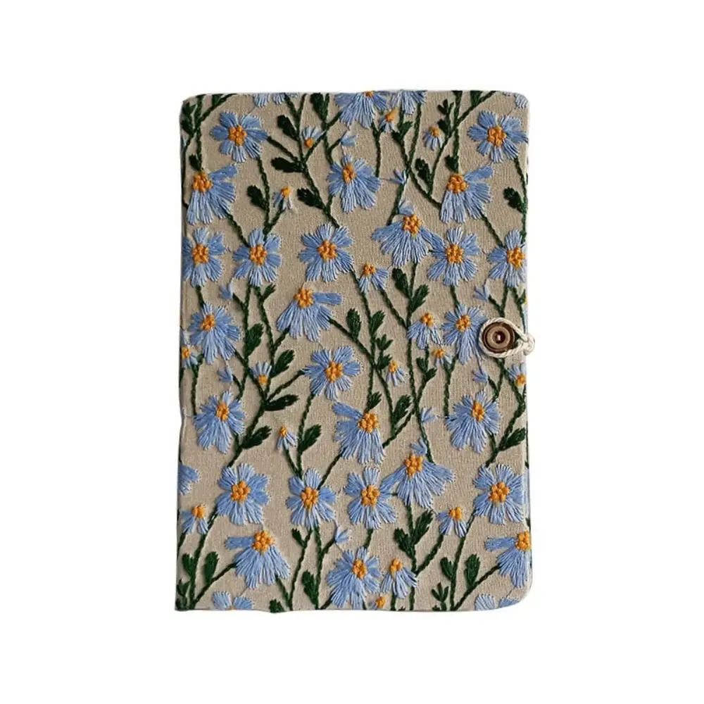 

High Quality A5/A6 Fabric Embroidery Notebook 100 Sheets Blank/Lines Cloth Notepad Button Bookmark Diary Notebook
