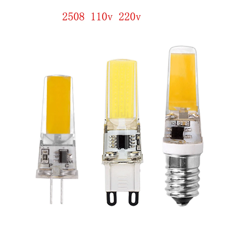 Imagem -02 - Led Bulbo Mini Pequeno 5w 2508 Led Cob Spotlight Lustre Substituir 60w Lâmpada Halógena 50 Peças Ac110v 220v 12v g4 Gy6.35 g9 g8 E14