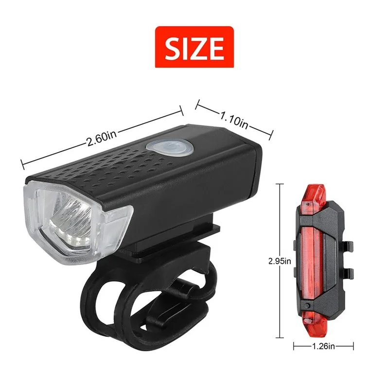 Bike Bicycle Light USB LED Rechargeable Set MTB Road Bike Front Back Headlight Lamp Flashlight Cycling Light Cycling Accessories