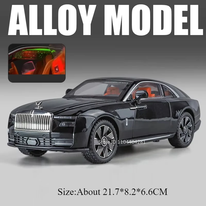 

1:24 Rolls-Royce Dawn Spectre, игрушки, литая под давлением модель из сплава, двери, открытый звук, свет, откат, миниатюрный автомобиль, подарок на день рождения для мальчика