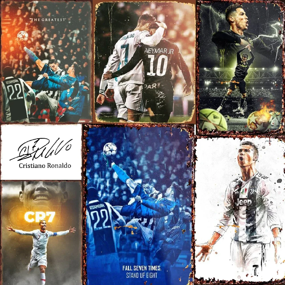 CR7 Soccer Player Plaque Footballer Vintage Metal Tin Sign Bar Club Room Home Decoration Football Club Wall Poster Painting