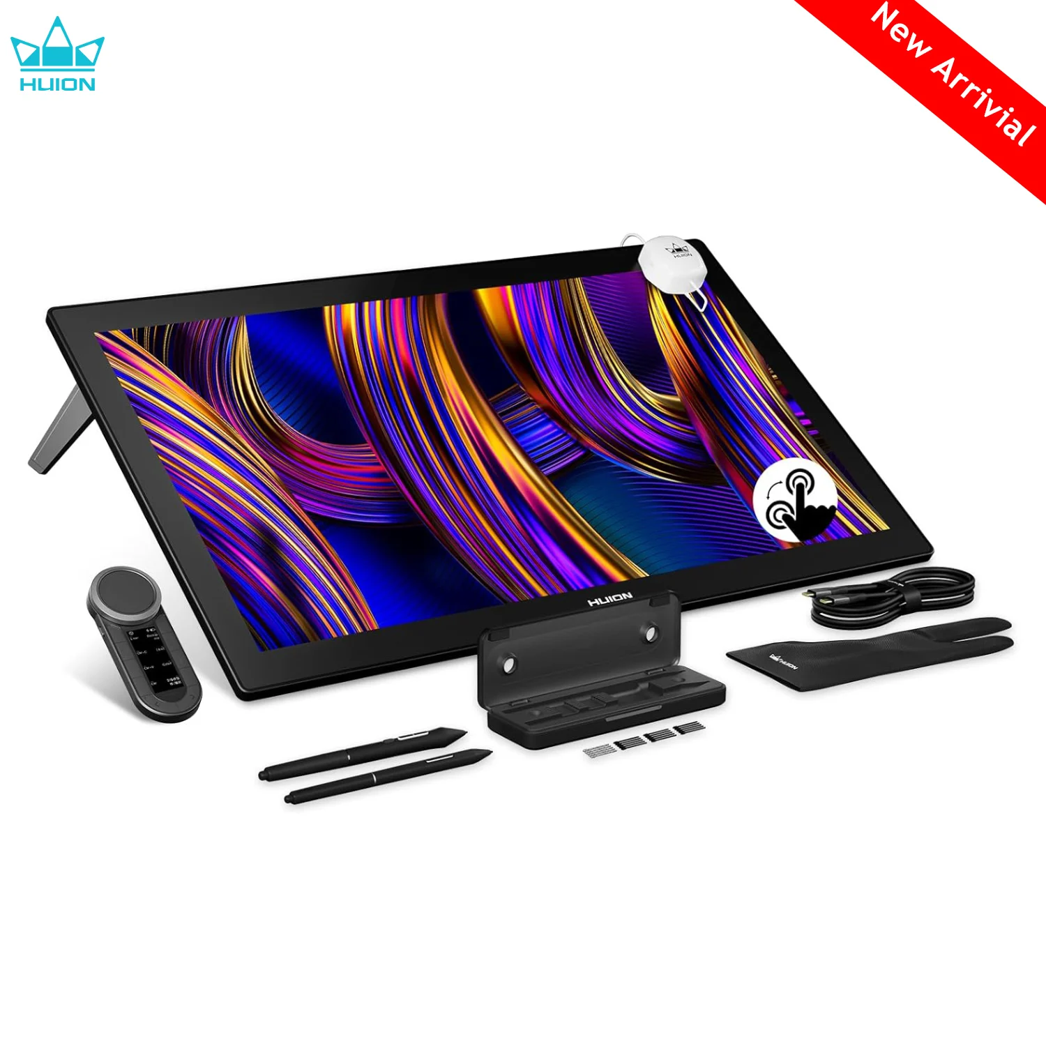 Huion 4K Multi-Touch Sreen Kamvas Pro 27(144Hz) Graphics Tablet 27 Inch,16384 Levels Dual Pen Canva Glass 3.0 Drawing Monitor