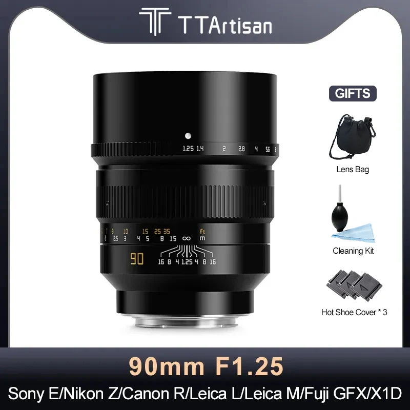 

TTArtisan 90mm F1.25 Full Frame Camera Lens for Sony E Nikon Z Canon RF Fuji GFX Sigma Leica L Leica M Hasselblad XCD Camera