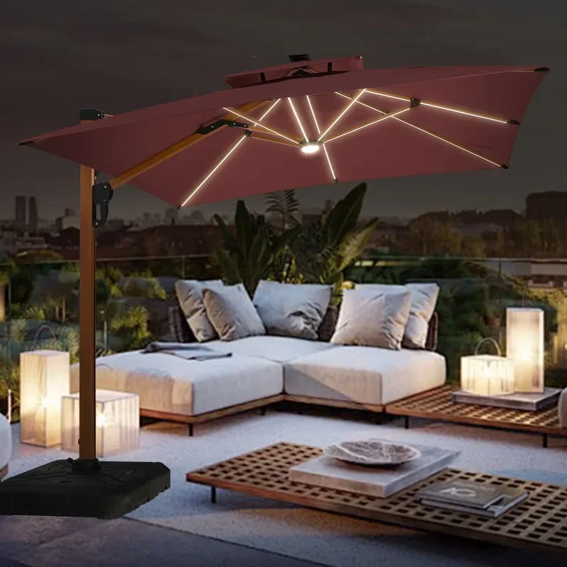 [280 Grams Canopy Polyester]CE+MSDS+ISO+EORI Certificates Top1 Domestic Selling Garden Patio Solar Light Parasol Sun Brella