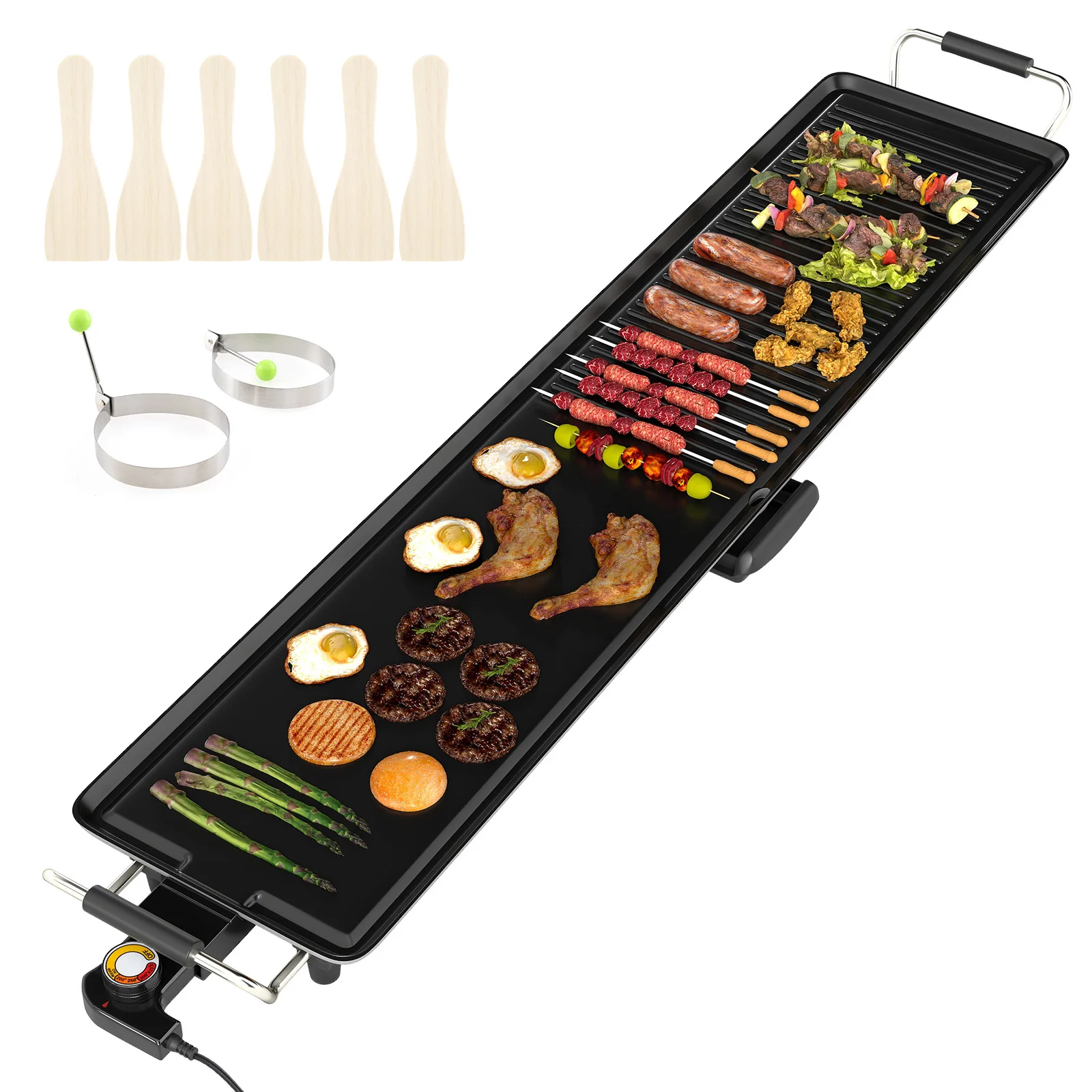 

39. 5" Extra Large Electric Griddle w/ 2 Cooking Surface Adjustable Temperatures