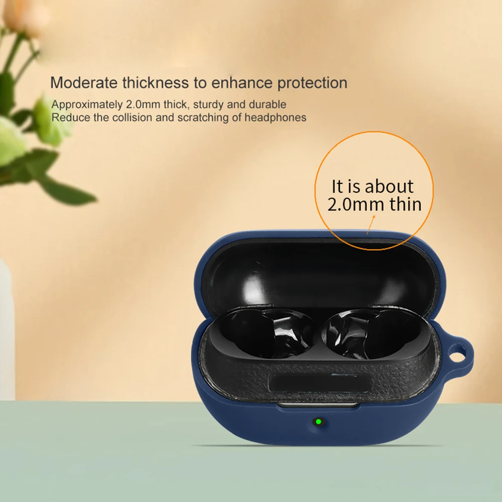 For SoundPEATS H3 Protective Case Bluetooth-Compatible Earbuds Silicone Cover with Hook - Dark Blue