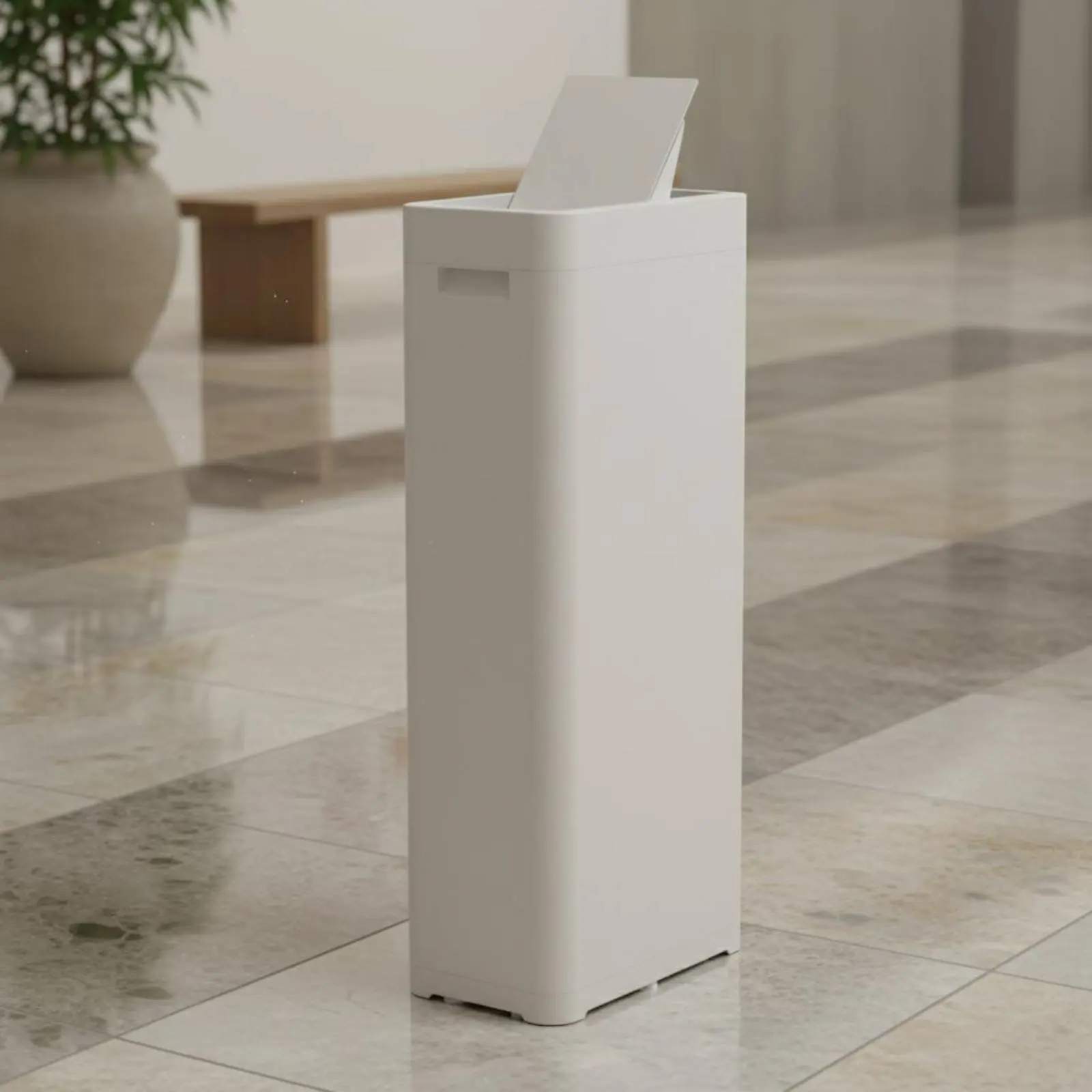 Swing Top Trash Can Large Capacity Shaking top Trash Bin Lidded Trash Bin Push Top Garbage Bin No-Bend Rectangular Garbage