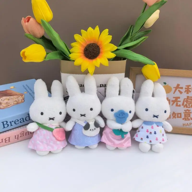 Kawaii Cartoon Miffy Rabbit Plush Toys Keychain Creative Peripheral Backpack Pendant Soft Stuffed Doll Friend Birthday Gift