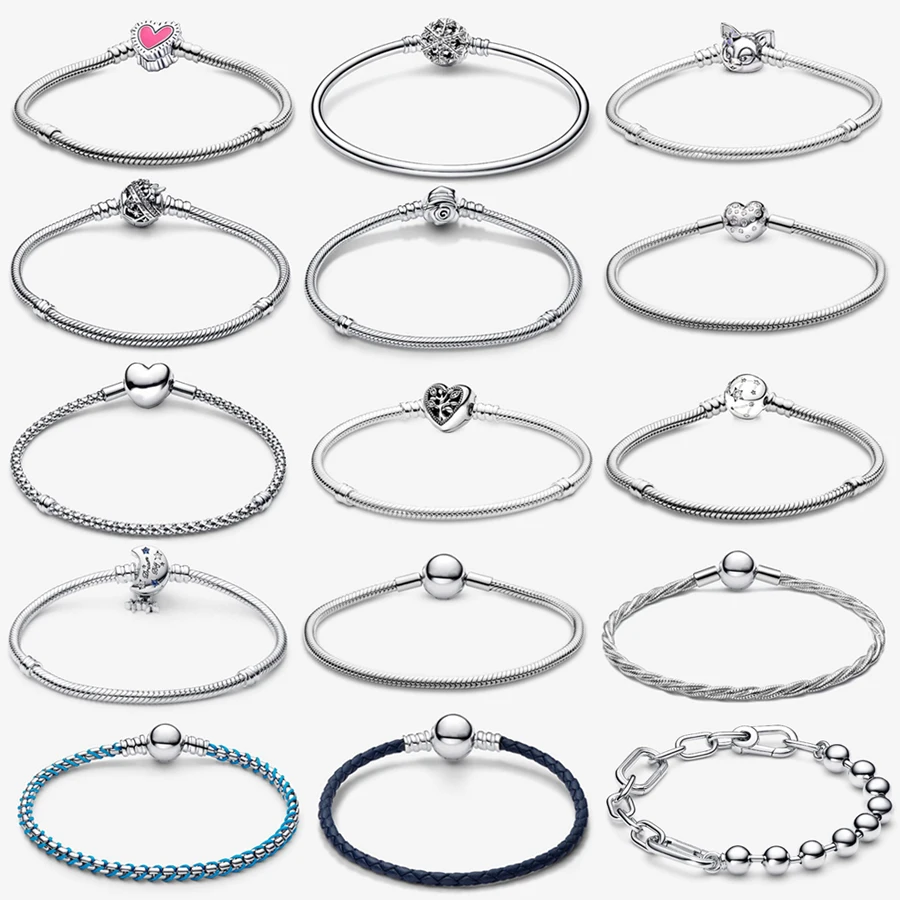 

2026 New 925 Silver Classic Love Heart Life Tree Three Thread Wrapped Leather Rope Bracelet DIY Exquisite Charm Jewelry Gift