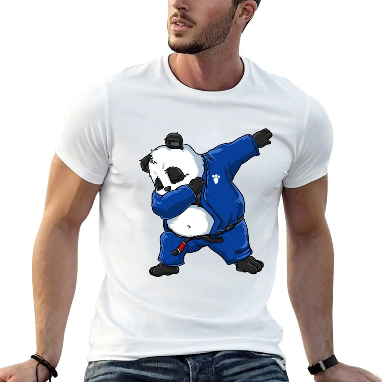 Brazilian Jiu Jitsu Panda Dabbing in a Gi and Black Belt BJJ T-Shirt t shirt man casual anime t shirts for man T-Shirt
