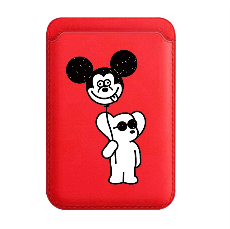 Cute Disney Mickey Mouse For Magsafe Wallet Case Leather Magnetic Card Holder For iPhone Case For iPhone 15 14 13 Pro Max Case