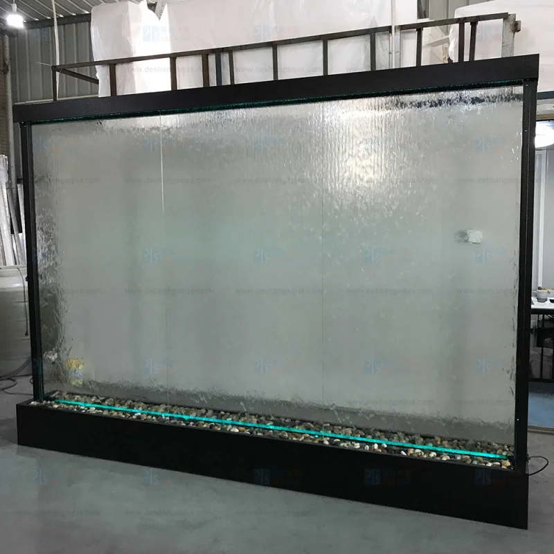 custom.Large Big Glass Waterwall  Fountain with Powder Coated Stainless Steel Indoor Features Home Decorat