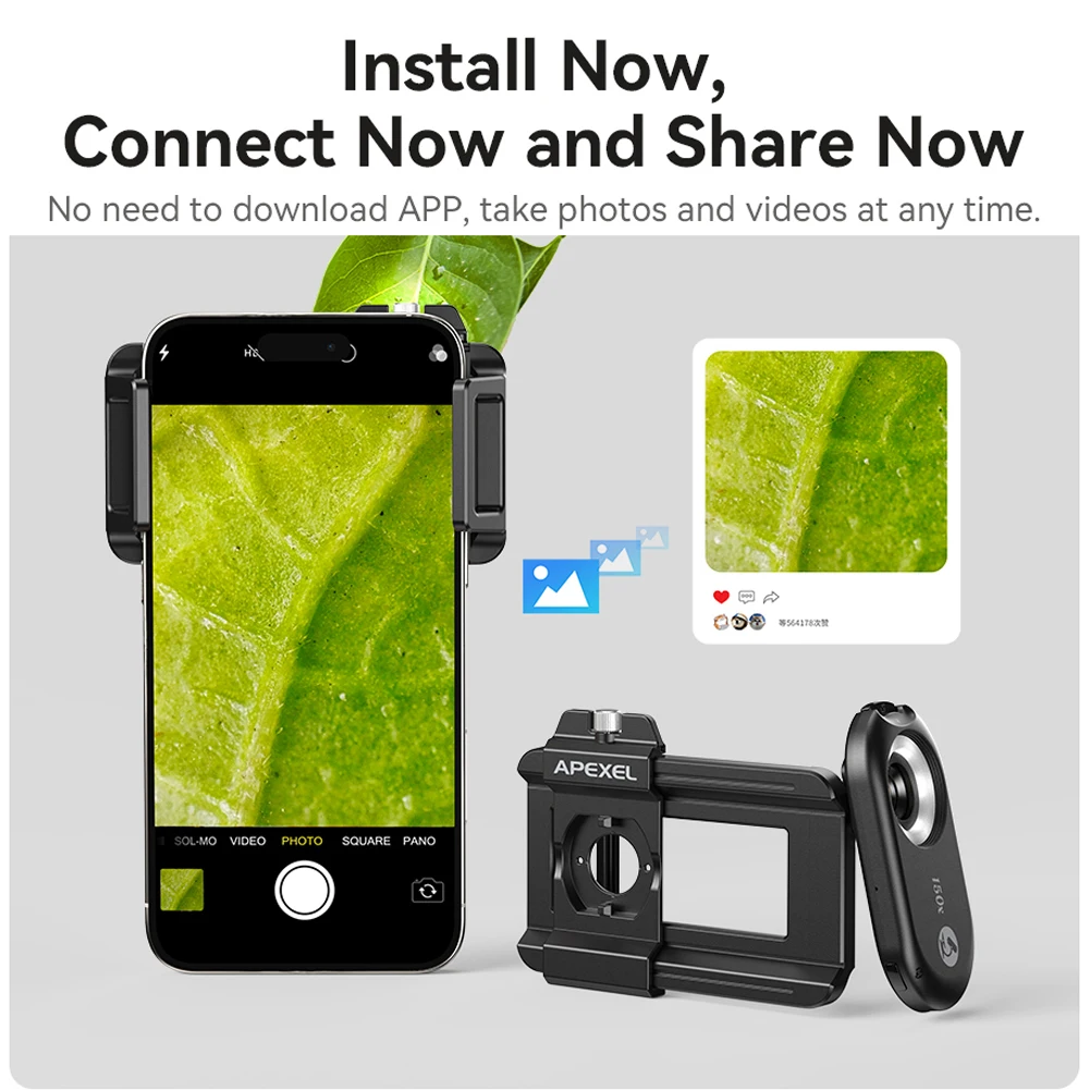 Digital 200X Microscope Lens mini Portable Lenses With LED Fill Lights CPL Filter Phone Adapter For iPhone Android Phones
