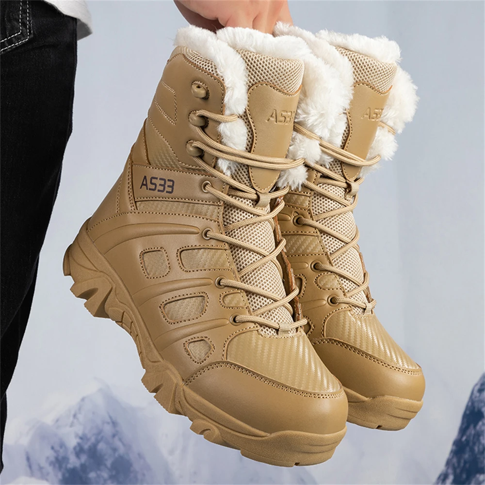 Winter Men Snow Boots Women Waterproof Sneakers Plush Warm Non-slip High Top Men's Boots Outdoor Couple Hiking Boots Size 36-47