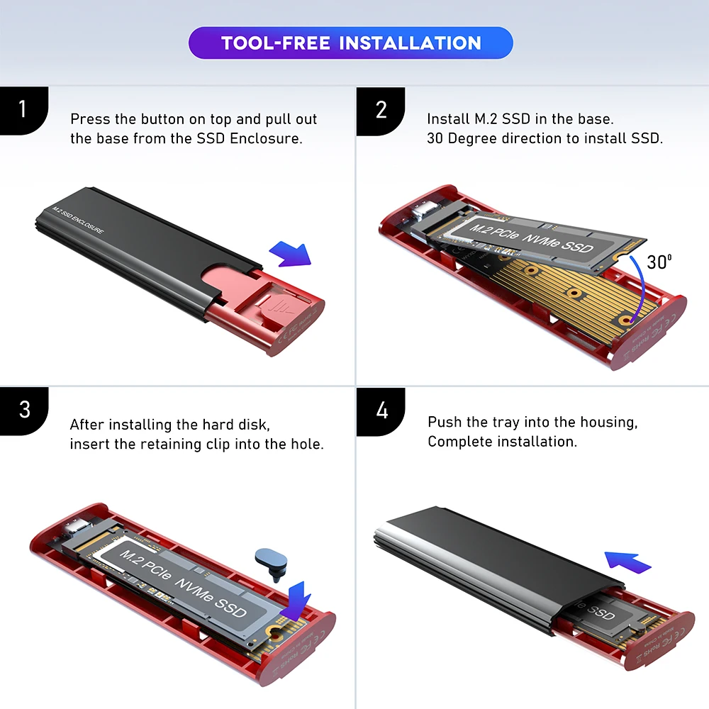 M2 SSD Case NVME الضميمة M.2 إلى USB 3.1 SSD صندوق محول الحال بالنسبة NVME PCIE NGFF SATA M + B مفتاح 2230/2242/2260/2280 البروتوكول المزدوج